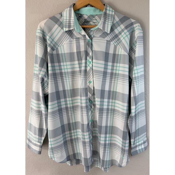 Under Armour Tops - NWT Under Armour Womens Plaid HeatGear Button Down Shirt Large Hiking Sporty